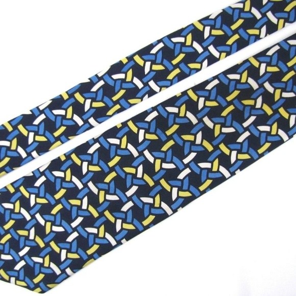 TURNBULL & ASSER Tie Blue Yellow Geometric Necktie - Picture 2 of 6